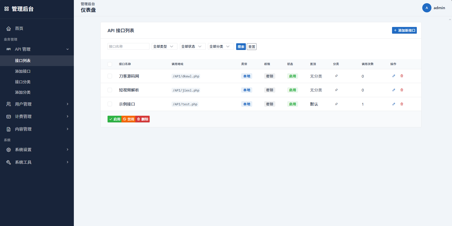 最新更新API管理系统源码 API计费 全开源-明楼资源站