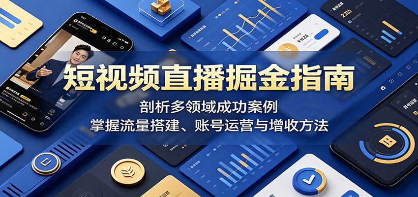 短视频直播掘金指南：剖析多领域成功案例，掌握流量搭建、账号运营与增收方法-明楼资源站
