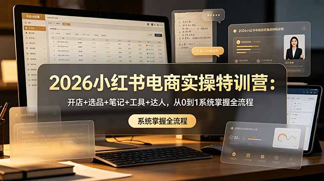 2026小红书电商实操特训营：开店+选品+笔记+工具+达人，从0到1系统掌握全流程-明楼资源站