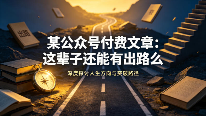 某公众号付费文章：这辈子还能有出路么-明楼资源站