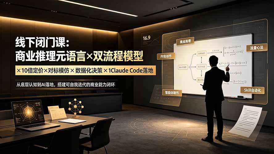 线下闭门课：商业推理元语言×双流程模型×10倍定价×对标模仿×数据化决策×Claude Code落地，击穿认知盲区-明楼资源站
