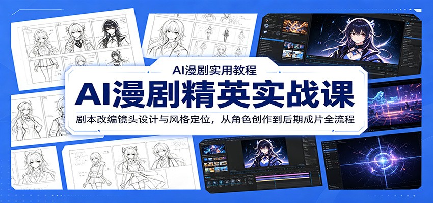 AI漫剧精英实战课：剧本改编镜头设计与风格定位，从角色创作到后期成片全流程-明楼资源站