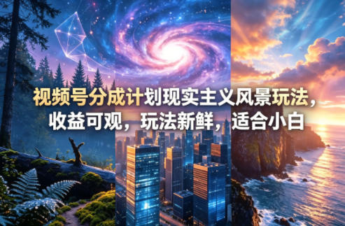 视频号分成计划现实主义风景玩法，收益可观，玩法新鲜，适合小白-明楼资源站