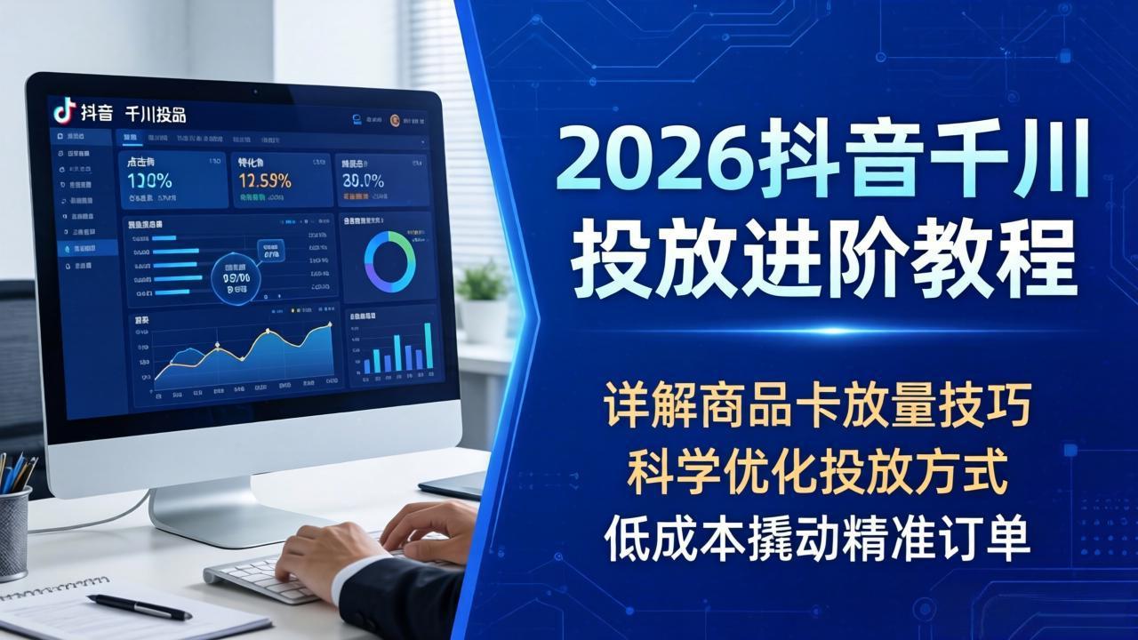 2026抖音千川投放进阶教程，详解商品卡放量技巧，科学优化投放方式，低成本撬动精准订单-明楼资源站
