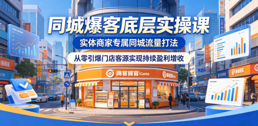 同城爆客底层实操课，实体商家专属同城流量打法，从零引爆门店客源实现持续盈利增收-明楼资源站