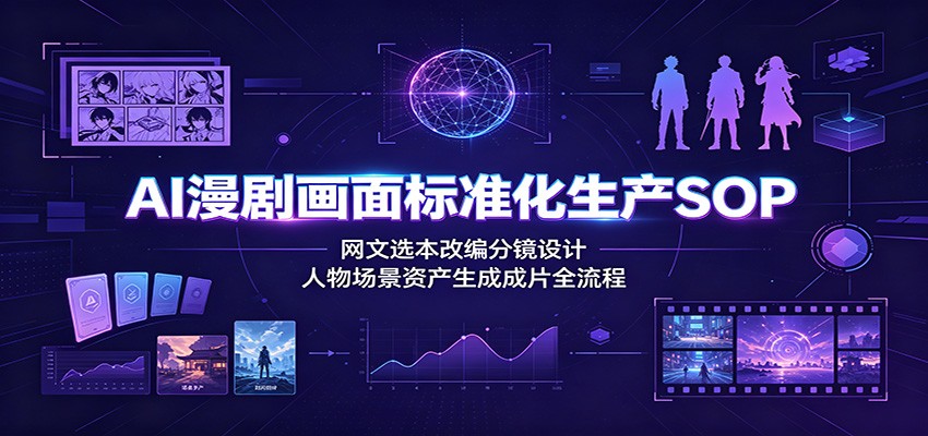 AI漫剧画面标准化生产SOP：网文选本改编分镜设计，人物场景资产生成成片全流程-明楼资源站