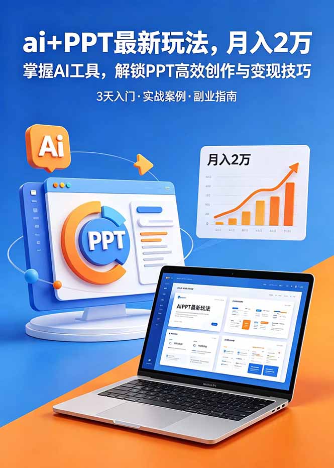 ai+PPT最新玩法，月入2万掌握AI工具，解锁PPT高效创作与变现技巧3天入门，实战案例·副业指南-明楼资源站