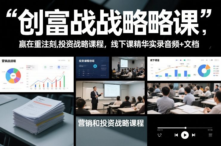 创富战略课，赢在重注时刻，营销和投资战略课程，线下课精华实录音频+文档-明楼资源站
