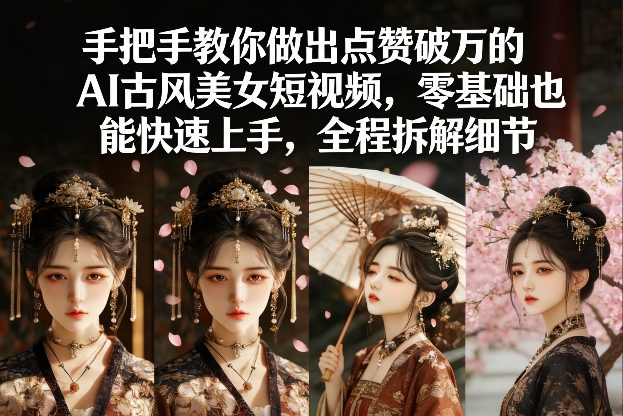 手把手教你做出点赞破万的AI古风美女短视频，零基础也能快速上手，全程拆解细节-明楼资源站