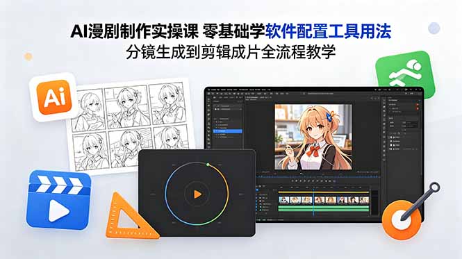 AI漫剧制作实操课 零基础学软件配置工具用法 分镜生成到剪辑成片全流程教学-明楼资源站