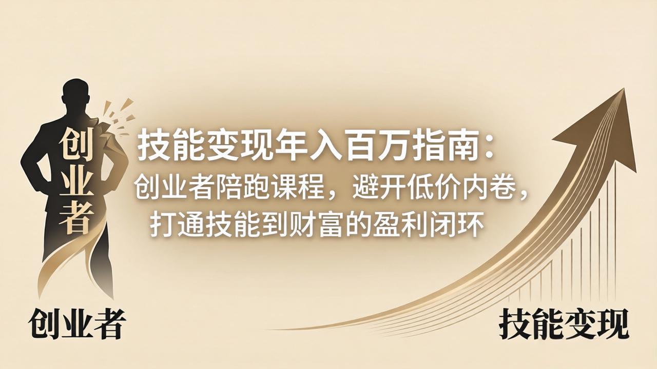 技能变现年入百万指南：创业者陪跑课程，避开低价内卷，打通技能到财富的盈利闭环-明楼资源站