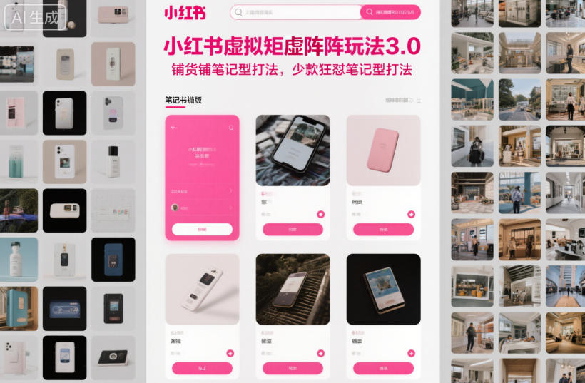 小红书虚拟矩阵玩法3.0，铺货铺笔记型打法，少款狂怼笔记型打法-明楼资源站