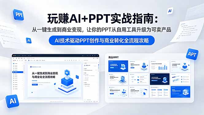 玩赚AI+PPT实战指南-更新5月13：从一键生成到商业变现，让你的PPT从自用工具升级为可卖产品-明楼资源站