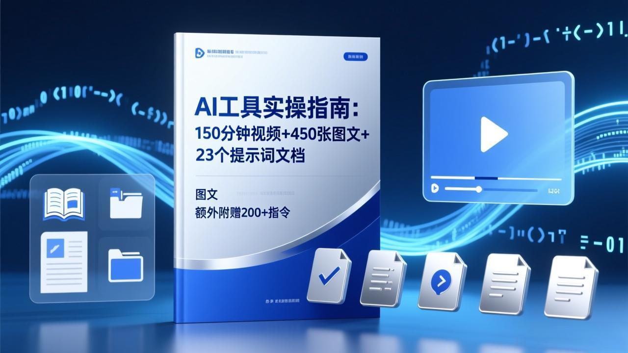 AI工具实操指南：150分钟视频+450张图文+23个提示词文档，额外附赠200+指令-明楼资源站