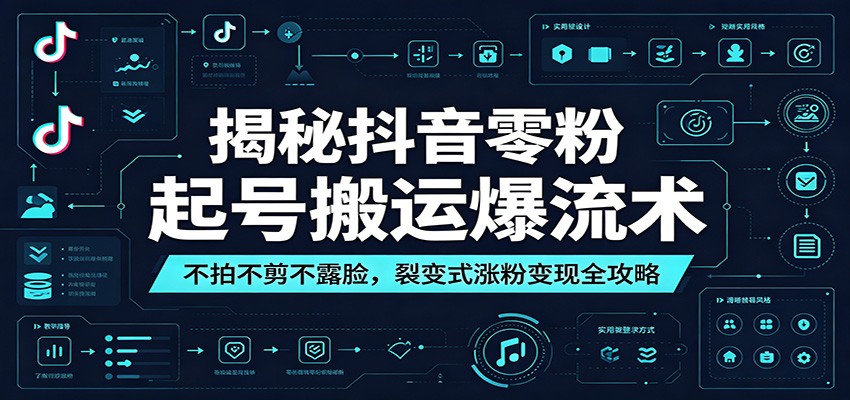 揭秘抖音零粉起号搬运爆流术：不拍不剪不露脸，裂变式涨粉变现全攻略-明楼资源站