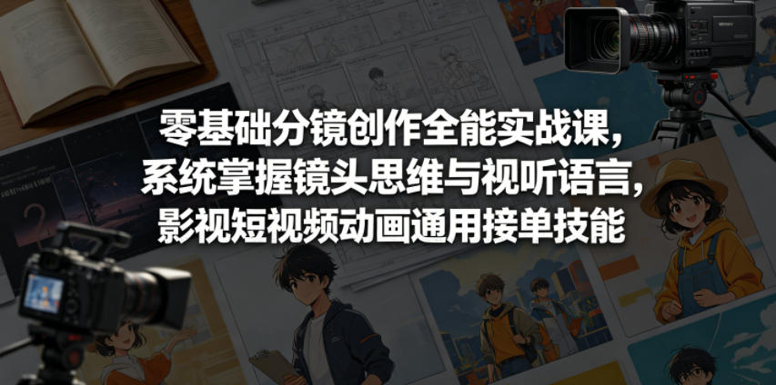 零基础分镜创作全能实战课，系统掌握镜头思维与视听语言，影视短视频动画通用接单技能-明楼资源站