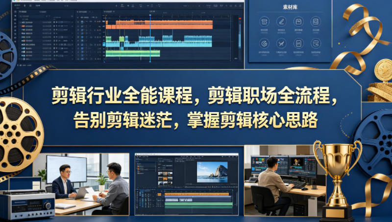 剪辑行业全能课程，剪辑职场全流程，告别剪辑迷茫，掌握剪辑核心思路-明楼资源站