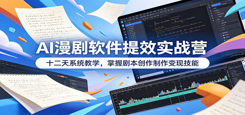 AI漫剧软件提效实战营：十二天系统教学，掌握剧本创作制作变现技能-明楼资源站