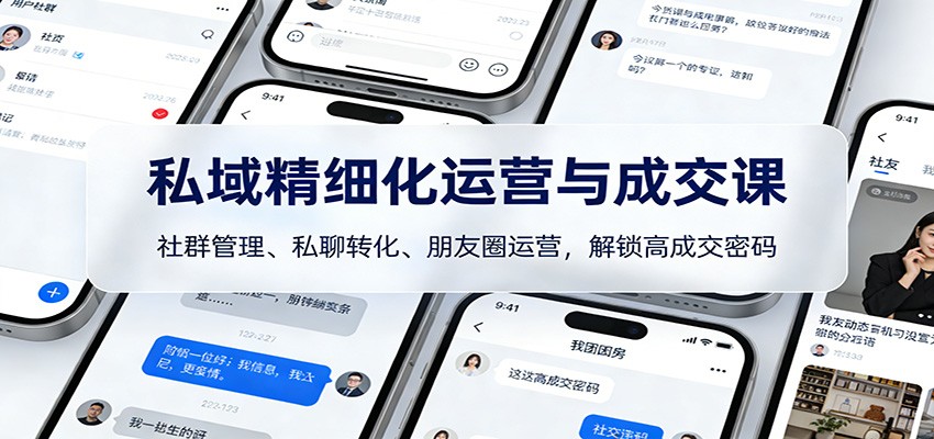 私域精细化运营与成交课：社群管理、私聊转化、朋友圈运营，解锁高成交密码-明楼资源站