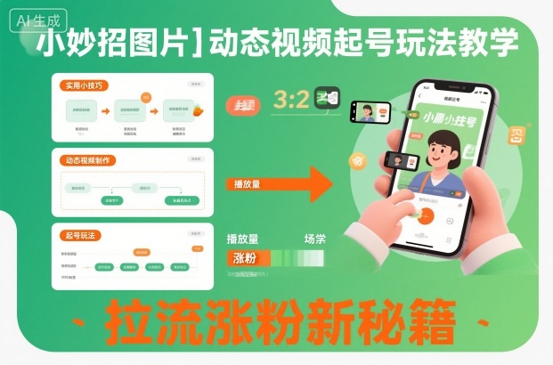 小妙招图片＋动态视频起号玩法教学，拉流涨粉新秘籍-明楼资源站