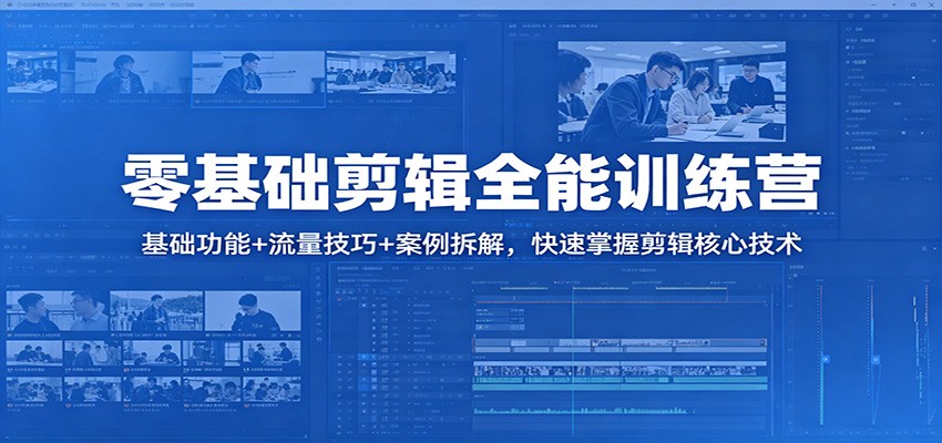 零基础剪辑全能训练营：基础功能+流量技巧+案例拆解，快速掌握剪辑核心技术-明楼资源站