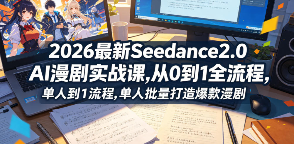 2026最新Seedance2.0 AI漫剧实战课,，从0到1全流程，单人批量打造爆款漫剧-明楼资源站