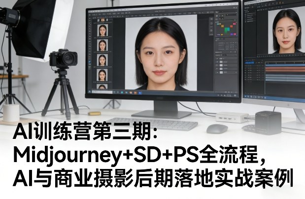 AI训练营第三期：Midjourney+SD+PS全流程，AI与商业摄影后期落地实战案例-明楼资源站
