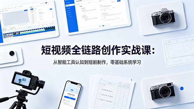 短视频全链路创作实战课：从智能工具认知到短剧制作，零基础系统学习-明楼资源站