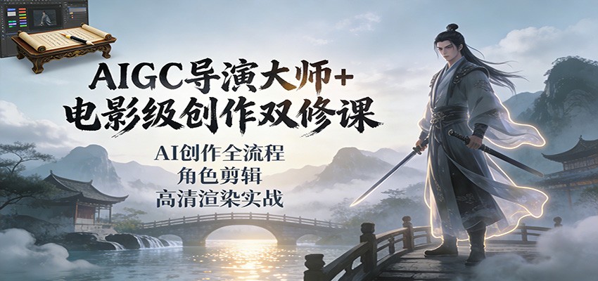 AIGC导演大师+电影级创作双修课：AI创作全流程、角色剪辑、高清渲染实战-明楼资源站