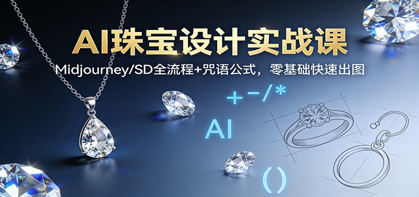 AI珠宝设计实战课：Midjourney/SD全流程+咒语公式，零基础快速出图-明楼资源站