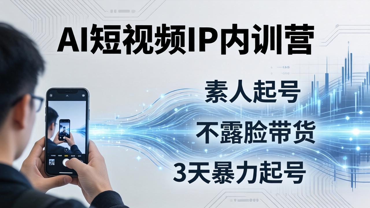2026AI短视频IP内训营：从素人起号到不露脸带货，3天暴力起号全流程拆解-明楼资源站