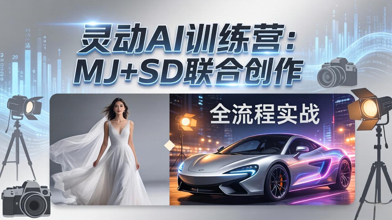 灵动AI训练营-3.0课程：MJ+SD联合创作，从婚纱大片到汽车广告，摄影后期全流程实战-明楼资源站