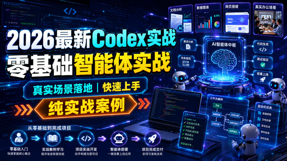 2026最新Codex实战零基础智能体实战，真实场景落地，快速上手，纯实战案例-明楼资源站