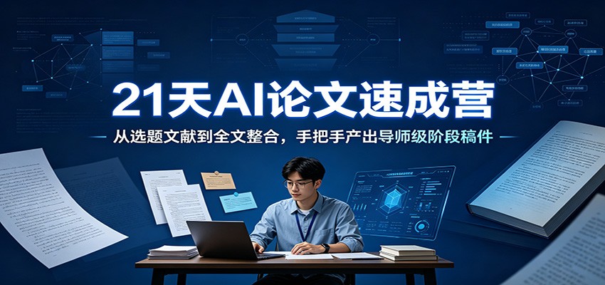 21天AI论文速成营：从选题文献到全文整合，手把手产出导师级阶段稿件-明楼资源站