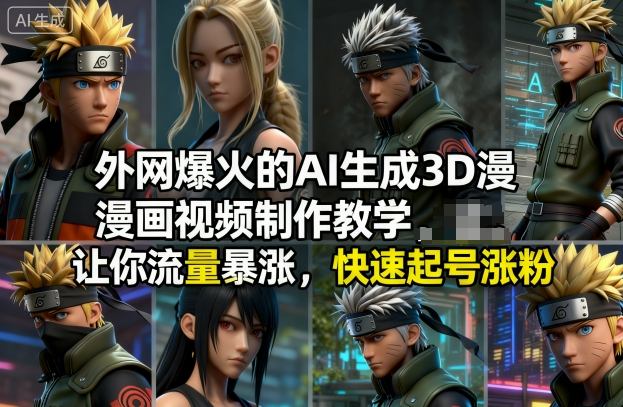 外网爆火的AI生成3D漫画视频制作教学，让你流量暴涨，快速起号涨粉！-明楼资源站