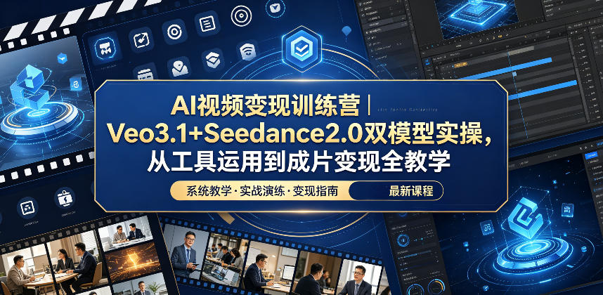 AI视频变现训练营｜Veo3.1+Seedance2.0双模型实操，从工具运用到成片变现全教学-明楼资源站