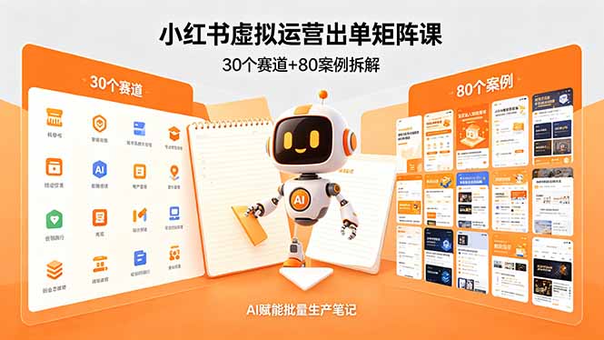 小红书虚拟运营出单矩阵课：30个赛道+80案例拆解，AI赋能批量生产笔记-明楼资源站