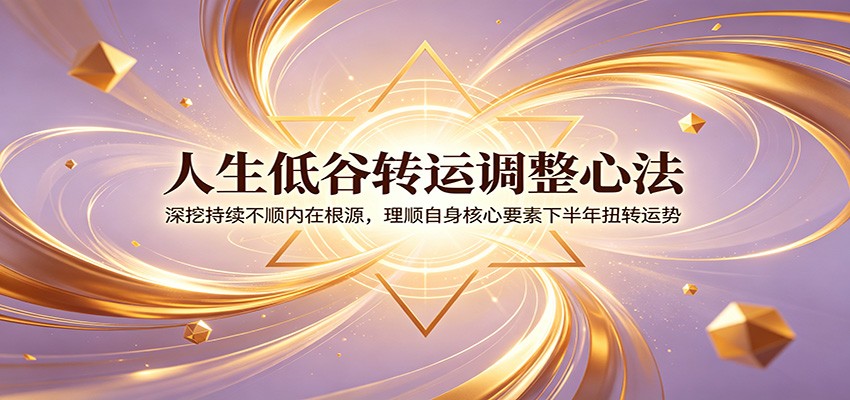 人生低谷转运调整心法：深挖持续不顺内在根源，理顺自身核心要素下半年扭转运势-明楼资源站