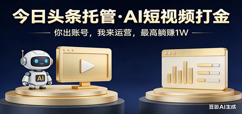 头条号AI托管，我提供作品，你提供账号，每天5分钟发布，小白躺赚3000+-明楼资源站