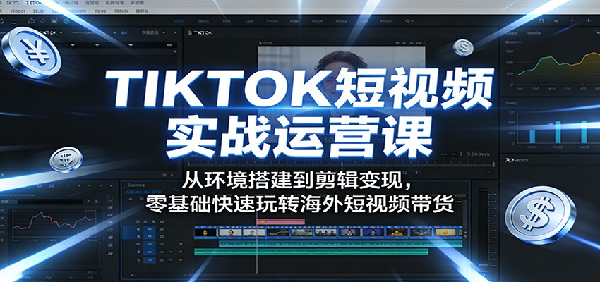 TIKTOK短视频实战运营课：从环境搭建到剪辑变现，零基础快速玩转海外短视频带货-明楼资源站