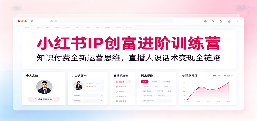 小红书IP创富进阶训练营：知识付费全新运营思维，直播人设话术变现全链路-明楼资源站