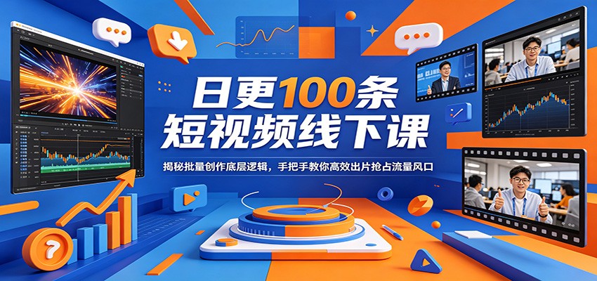 日更100条短视频线下课：揭秘批量创作底层逻辑，手把手教你高效出片抢占流量风口-明楼资源站