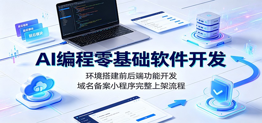 AI编程零基础软件开发：环境搭建前后端功能开发，域名备案小程序完整上架流程-明楼资源站