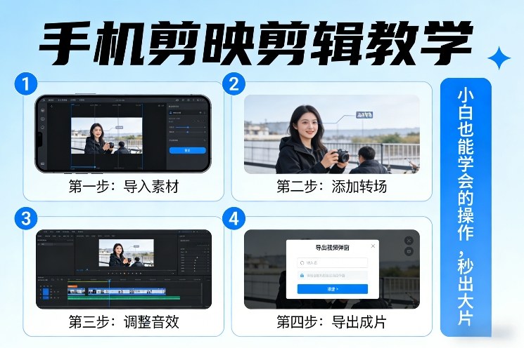 手机剪映剪辑教学，小白也能学会的操作，秒出大片-明楼资源站