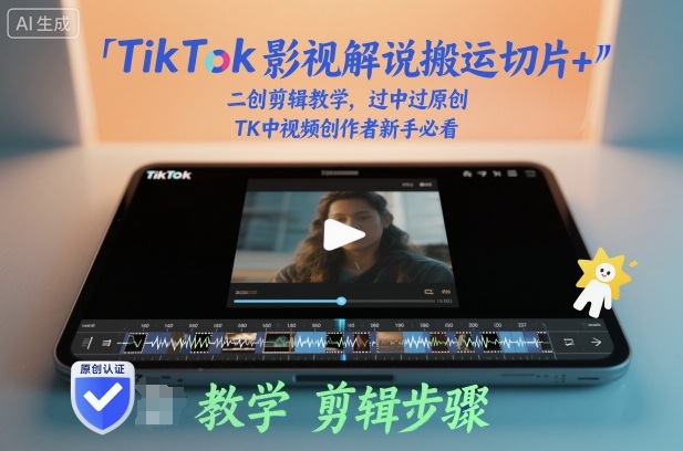 TikTok影视解说搬运切片+二创剪辑教学，过中过原创，TK中视频创作者新手必看-明楼资源站