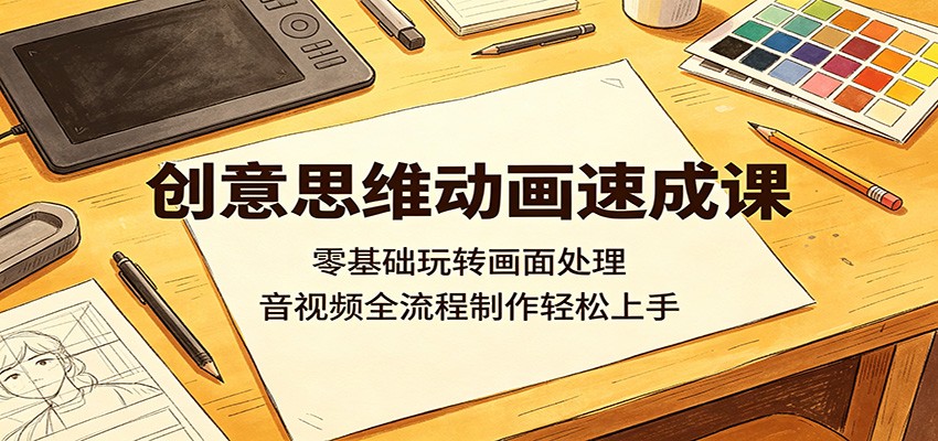 创意思维动画速成课：零基础玩转画面处理，音视频全流程制作轻松上手-明楼资源站