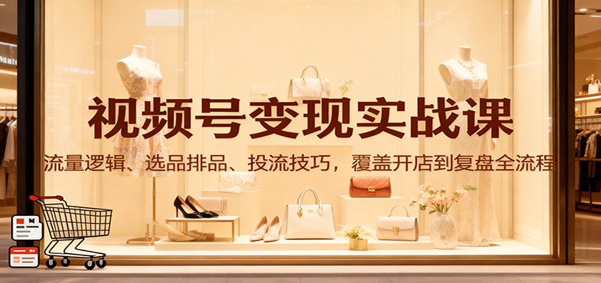 视频号变现实战课：流量逻辑、选品排品、投流技巧，覆盖开店到复盘全流程-明楼资源站