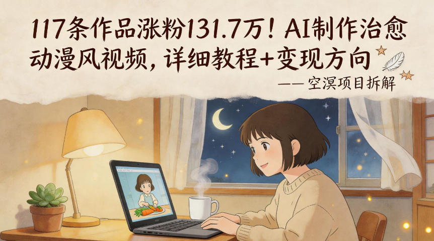 117条作品涨粉131.7W！AI制作治愈动漫风视频，详细教程+变现方向-明楼资源站