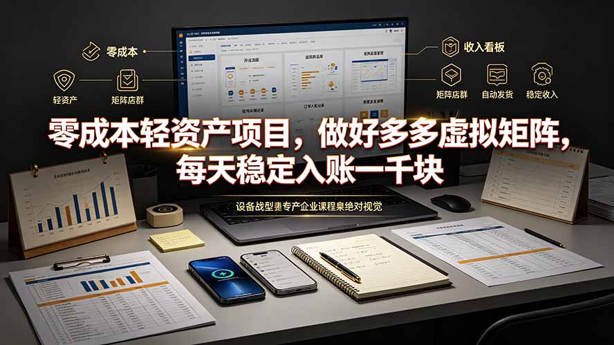 零成本轻资产项目，做好多多虚拟矩阵，每天稳定入账一千块-明楼资源站