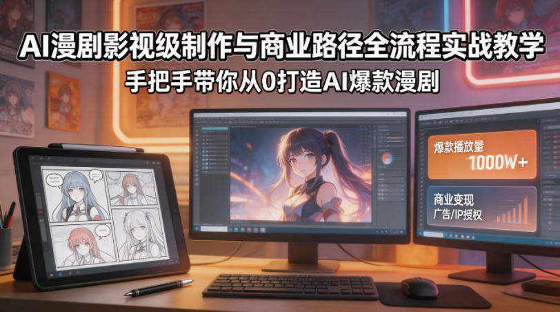 AI漫剧影视级制作与商业路径全流程实战教学，手带你从0打造AI爆款漫剧-明楼资源站